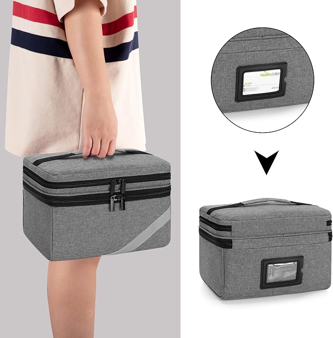 Trunab Medicine Storage and Organizer Bag Empty, Pill Bottle Organizer | with Portable Small Pouch, Home First Aid Box for Emergency Medication, Supplements or Medical Kits (Bag Only)