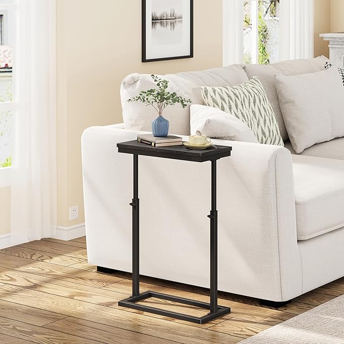 TUTOTAK End Table, Side Table, Tall Couch Table, Sofa Table, Set of 2 | for living Room, Bedroom, Black TB01BK0832