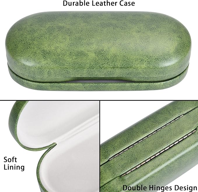 Muf 2 in 1 Contact Lens Case and Glasses Case, Double Sided Design with Mirror, Portable Travel Kit with Tweezer, Remover and Solution Bottle, Green