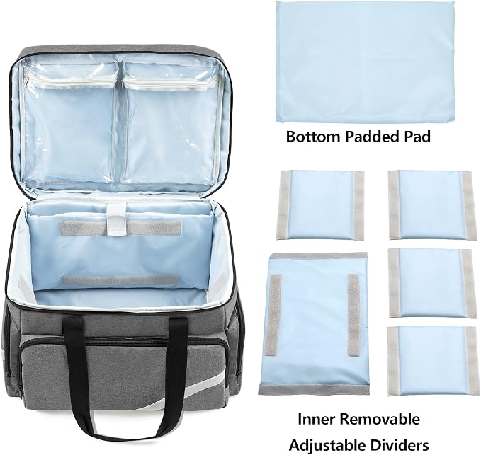Trunab Rolling Medical Bag with Detachable Trolley, Nurse Responder Case | 15.6" laptop sleeve, Removable Dividers, Empty Bag for EMT/EMS/Doctors/Nurses