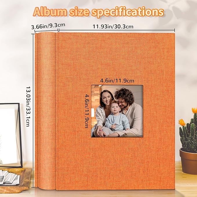 Artfeel Photo Album 4x6 with 1000 Pockets,Slip-in Picture Albums,Linen Cover Memory Book with Front Window,White Page Vertical Photo Book for Wedding,Family,Anniversare,Baby,Vacation