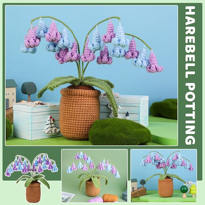 kgxulr Crochet Kit, Bluebell Crochet Kit for Beginners, Crochet Flowers Kit | Crochet Kit for Beginners Flowers, Beginner Crochet Kit for Adults, Birthday Party, Wedding, Mother's Day or Thanksgiving