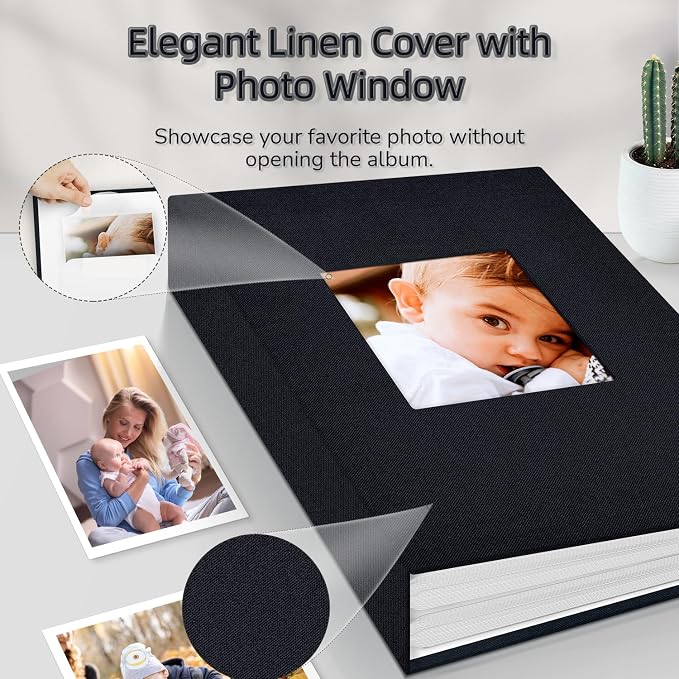 Popotop Photo Album 4x6-300 Photos Linen Cover Photo Books with 300 Horizontal Pockets,Slip-in Picture Albums for Family Wedding Anniversary Baby Vacation Pictures