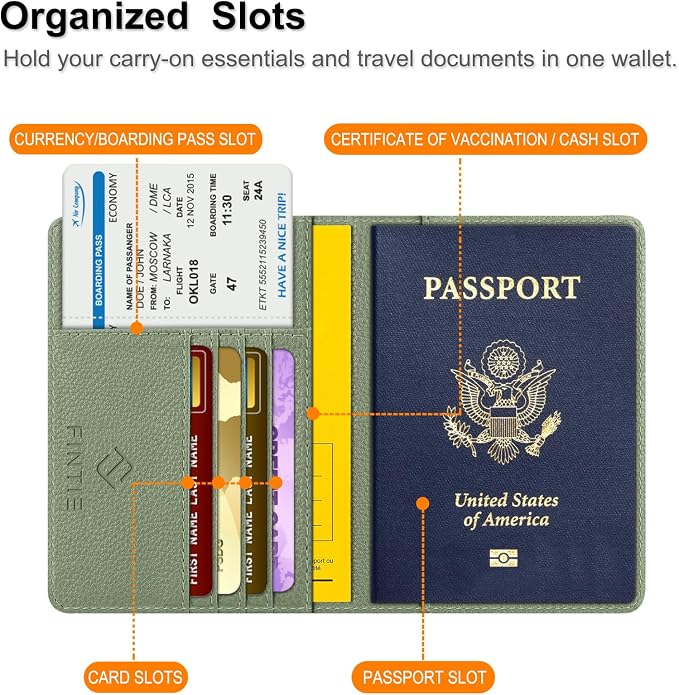 FINTIE Passport Holder, Slim Travel Wallet RFID Blocking Card Case Cover | Passport Cover Protector Essentials with Credit Card Slots, For Women/Men