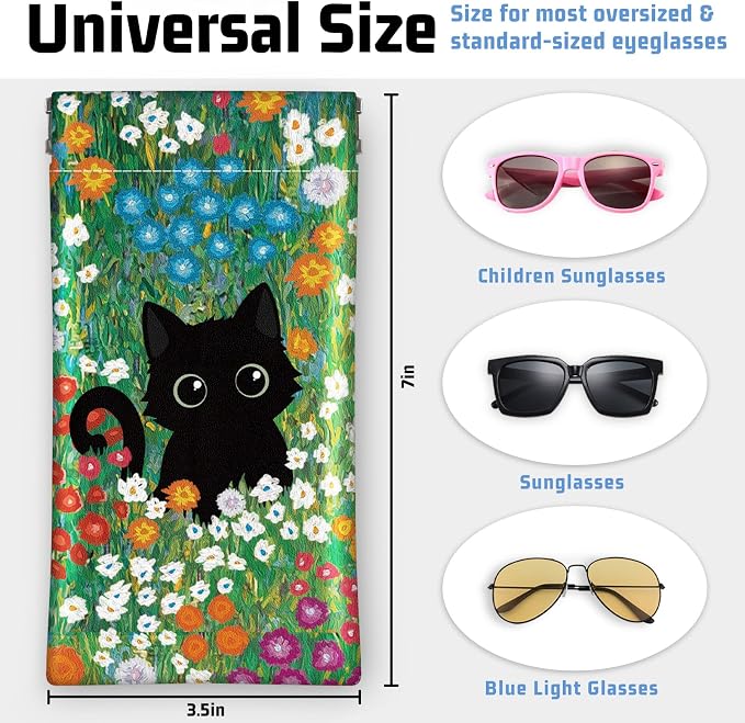Soft Sunglasses Eyeglass Glasses Case,7x3.5inch Portable PU Leather Squeeze Top Holder Bag Pouch for Women Men