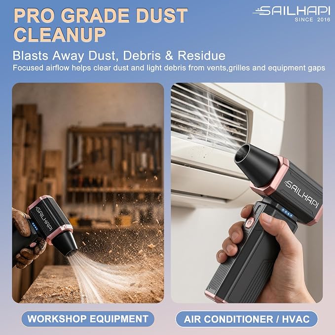 Compressed Air Duster 300000RPM, Cordless Electric Dust Blower | High Speed, Variable Speed Durable Cleaner for Gamer, Keyboard, Car, PC & Desk, Replaces Canned Air, Barber Gifts for Men