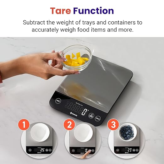 Etekcity Digital Food Kitchen Scale, Grams and Oz for Weight Loss, Baking and Cooking, 0.05oz/1g Precise Graduation,5 Weight Units, IPX6 Waterproof, USB Rechargeable,304 Stainless Steel-Silver, 22lb | Digital scale with grams & ounces, 1g precision, 5 ...