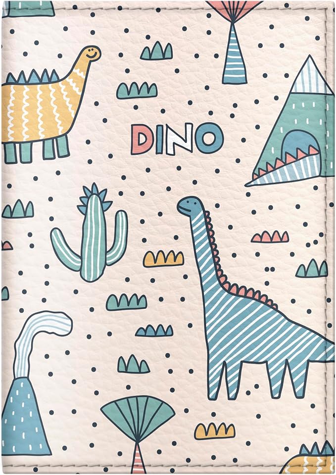 Passport Cover for Kids, Women and Men, Cute Travel Passport Holder (Dinosaurs Volcano Pattern)