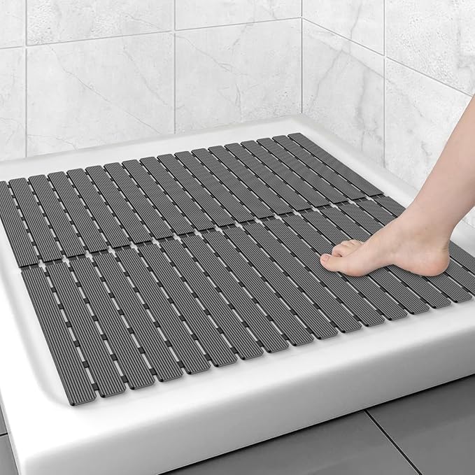 MBOSS Bathtub Mat Non Slip,Super Soft Bath Mat for Tub 24 X 24 Inch,Shower Mat with Suction Cups and Drain Holes,Non Slip Bathtub Mat for Elderly & Kids Bathroom