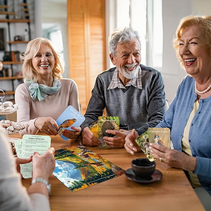 QUOKKA 100 Pieces Dementia Puzzles for Elderly - 3SET Large Piece Puzzles for Seniors - 9 Memory Flashcards with Facts I 25 Discussion Prompts per Puzzle - Alzheimer's Activities Products for Elderly