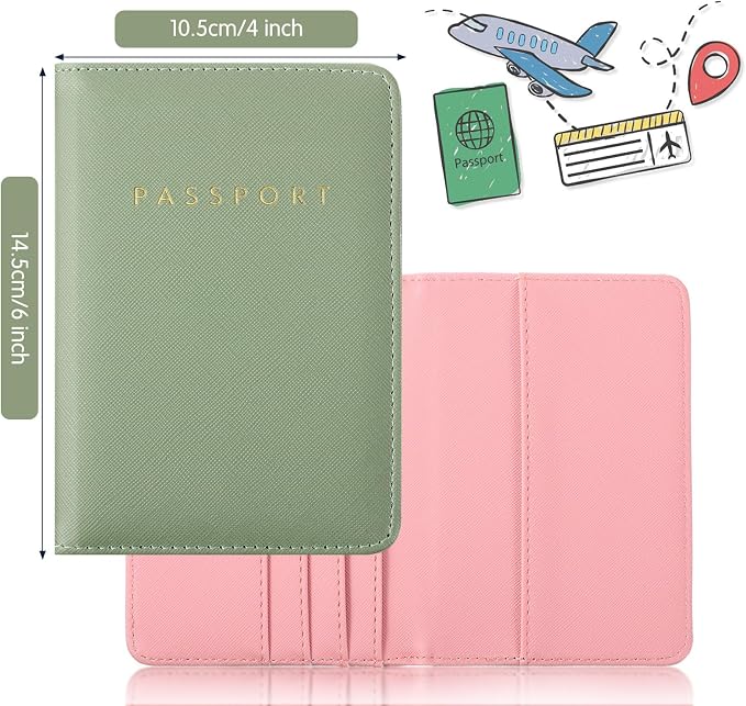 2 Pcs Passport Cover Holder for Travel Waterproof Leather Passport Wallet Case Book Travel Cruise Essentials for Women Men | 2 Pieces