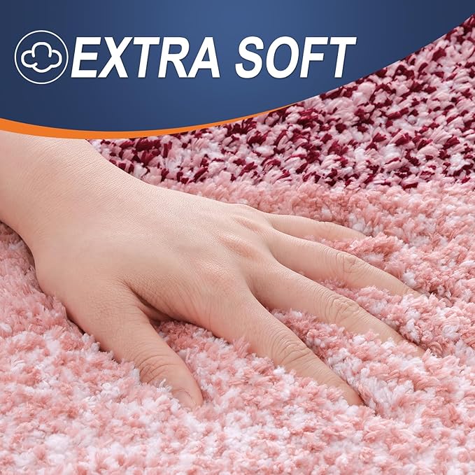 OLANLY Bathroom Rug Set 2 Piece, Soft Absorbent Microfiber Bath Mats and U-Shaped Contour Toilet Rug, Non-Slip, Machine Wash Dry, Plush Shaggy Bath Mats for Bathroom (30"x20"+U24 x20, Red)
