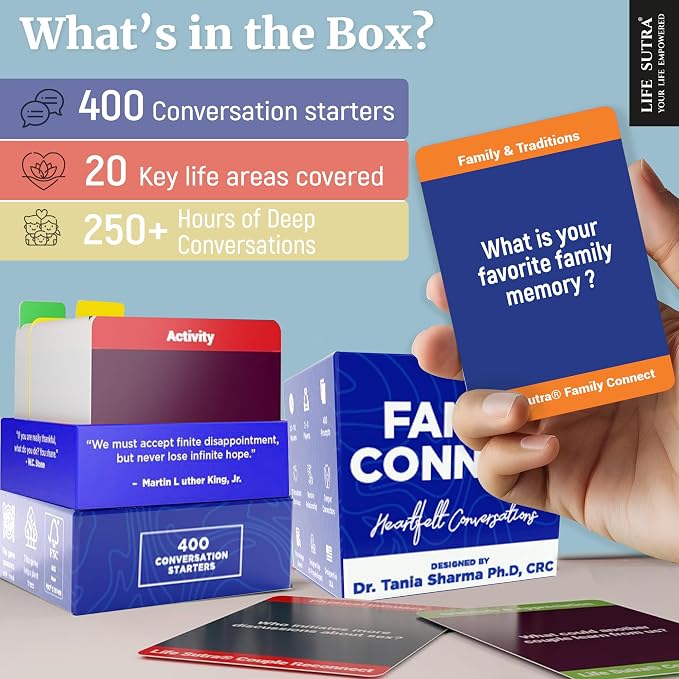 Life Sutra Family Connect – 400 Conversation Starter Cards, Conversation Card Game for Meaningful Conversations, Screen-Free Quality Time & Family Bonding