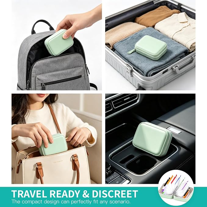 14 Day Travel Pill Kit Personal Medicine Organizer Case Set A8 Waterproof Pill Pouch for Travel Small Portable Storage Binder Style with Bags Cute Medication Purse Zipper Pocket (Blue-14 Pouches)