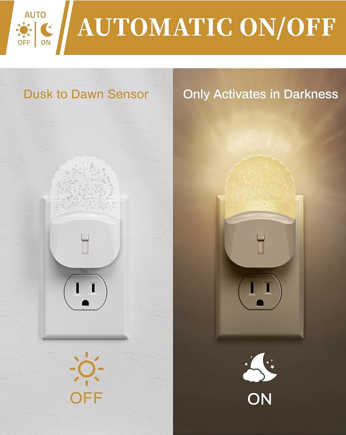 LED Night Light,Baby Night Lights [2 Pack],Plug in Night Light | Auto Dusk to Dawn Sensor,Adjustable Brightness NightLight,for Kids Bathroom Bedroom Nursery Room,Soft White 3000K