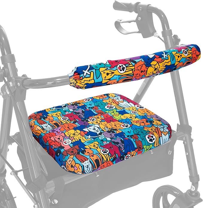 Top Glides Universal Rollator Walker Seat and Backrest Covers (Dogs)