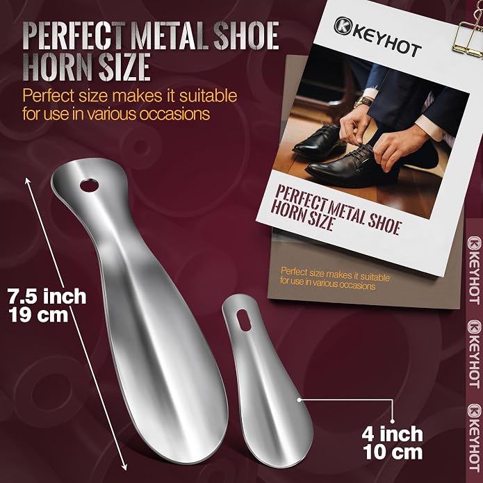 Metal Shoe Horns 7.5-16.5“, Shoehorns Long & Travel for Kids Adult | Stainless Steel Shoehorns, Shoe Spoons, Portable Compact Lightweight Wear Shoes Helper for Boots Men Women
