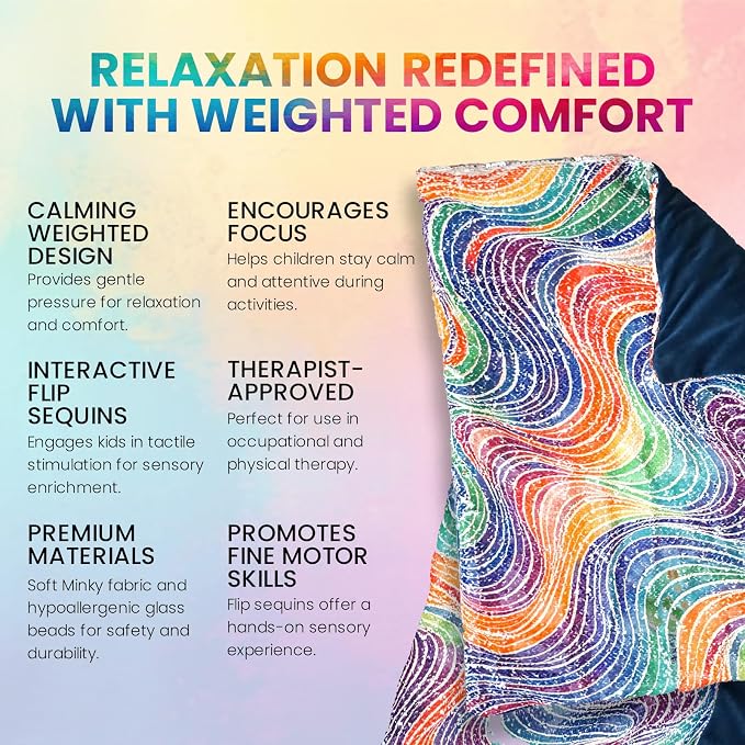 Weighted Lap Pad for Kids, 20 x 17 in, 5 lb Sequin Sensory Blanket