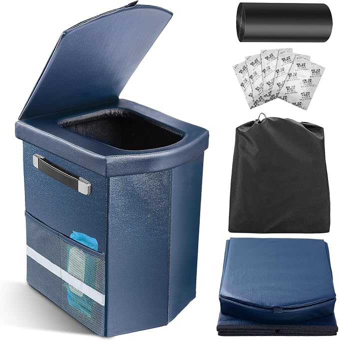 2026 Upgraded XL Portable Toilet for Adults,Tall Camping Toilet with Lid and Convenient Carry Bag, Portable Potty for Camping, Hiking, Car Travel,Truck, RV, Boating, Road Trips, Beach (Blue, 16.5''H)