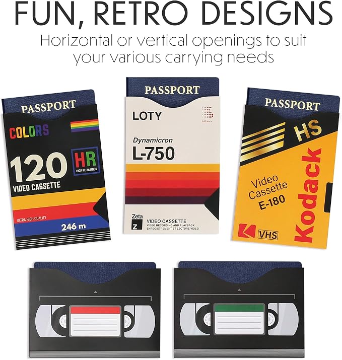 LotFancy RFID Blocking Sleeves (19 Pack, 14 Credit Card Sleeves + 5 Passport Sleeves) for Identity Theft Protection, Designed with Cassette Pattern