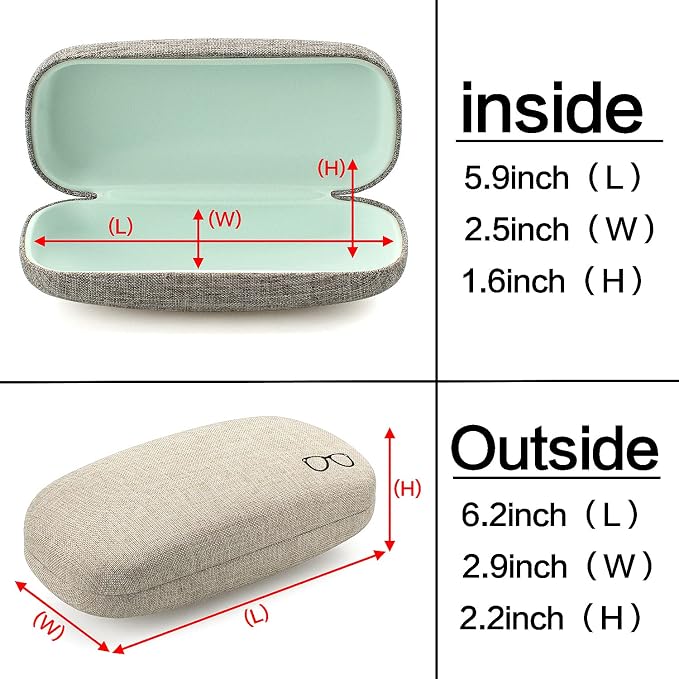 Vemiss Hard Shell Sunglasses Case, Large Linen Fabric Protective Glasses Case for Men Women
