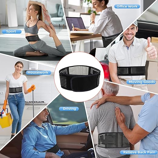 Back Brace for Lower Back Pain Relief, Lumbar Support Belt for Work for Men&Women with Magnet, 4 Reinforced Stay, Self Heating Adjustable Back Support for Sciatica,Herniated Disc,Scoliosis (X-Large)