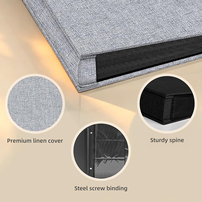 Popotop Photo Album 4x6 1000 Pockets for Wedding Gifts,Linen Hardcover Picture Albums for Family Anniversary Baby Vacation Pictures