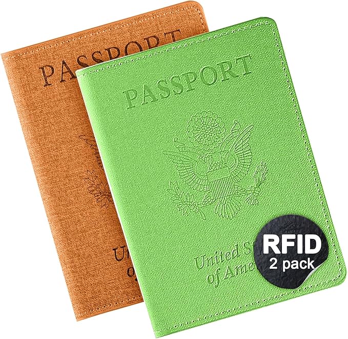2Pack Passport Wallet, Travel Gifts, Travel Accessories - Yellow&Green