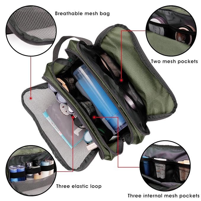 WANDF Travel Toiletry Bag for Men, Small Dopp Kit for Toiletries | Water-Resistant Fabric, Travel Bag for Toiletries, Compact Storage, Shaving Accessories, Weekend Trips