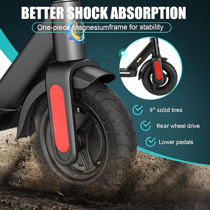 Caroma Electric Scooter with Seat Option,500/350W Motor Up to 25/20 Miles Range & 25/20 MPH Speed,9" Tires,Adjustable Electric Scooter for Adults,Foldable Commuting