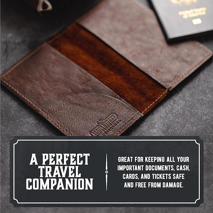 Leather Passport Holder for Men | Made in USA | 3.5" x 5.5" Field Notes Cover | Charred Oak