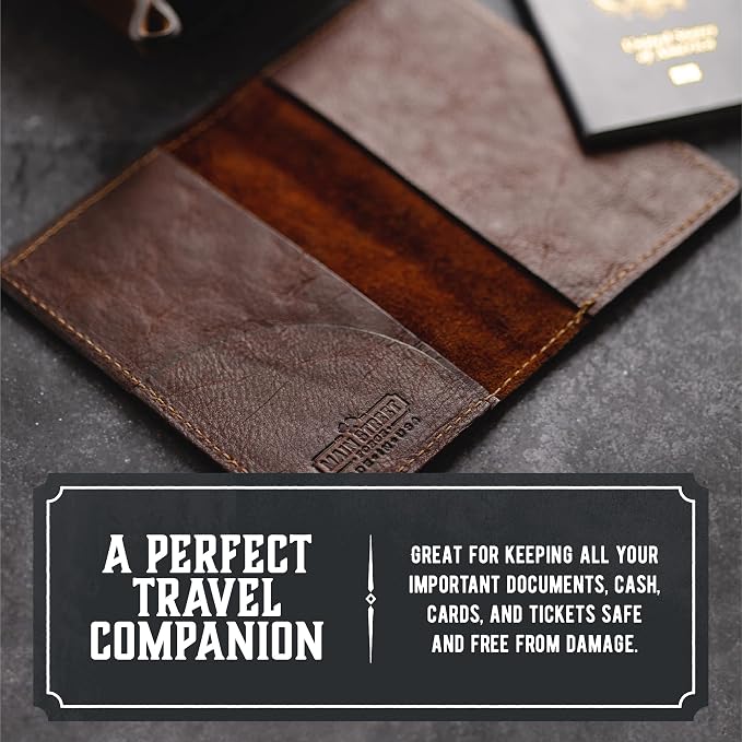 Leather Passport Holder for Men | Made in USA | 3.5" x 5.5" Field Notes Cover | Bootlegger Brown