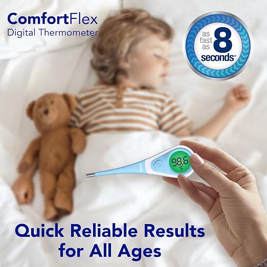 Vicks ComfortFlex Digital Thermometer for Adults & Children | Accurate Color-Coded Reading in 8 Seconds, for Oral, Rectal, or Under Arm Use