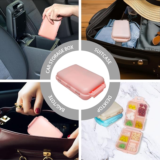 Pill Organizer with 161 Medicine Labels, Pink Travel Pill Case | Compact 10-compartment pill case with 161 labels for daily vitamins, supplements, 7-day planning, purse, backpack, and travel