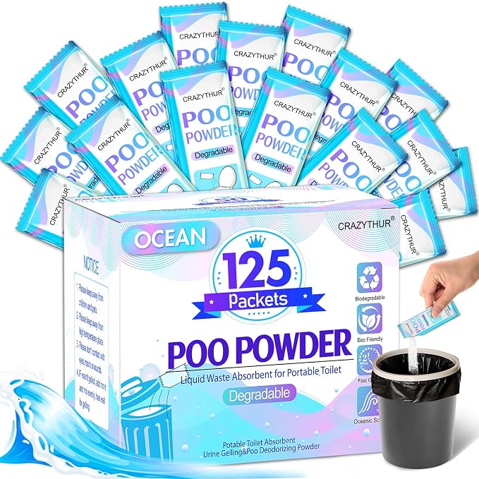 Poo Powder for Portable Toilet Gel Powder, Camping Toilet Gel | Pee Powder, Eco Toilet Gel for 650ml Urine/10g, Toilet Gel Powder for Outdoor Camping and Hiking