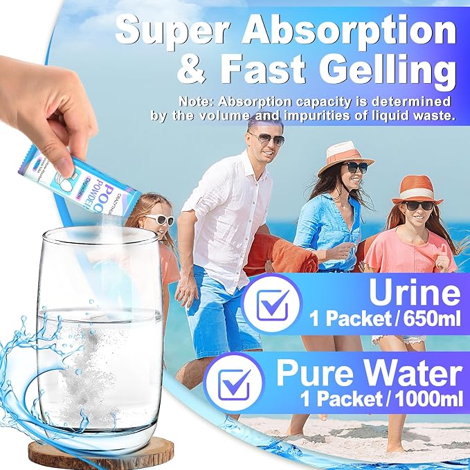 Poo Powder for Portable Toilet Gel Powder, Camping Toilet Gel | Pee Powder, Eco Toilet Gel for 650ml Urine/10g, Toilet Gel Powder for Outdoor Camping and Hiking