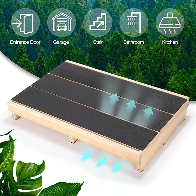 3.5" Wooden Platform Step Stool,24" Platform with Non Slip Rubber Stepping Surface for Adults & Elderly Bed Steps Wooden Mobility Stepping Stools for Bedroom, Bathroom, Kitchen, Garden