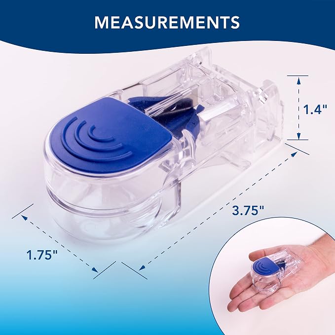 Apex Ultra Pill Cutter, Professional Medical Pill Splitter with Retracting Blade Guard, for Precise Cutting Small or Large Tablets, Vitamins, Blue/Green and Clear, 1 Count, Compact & Travel-Friendly