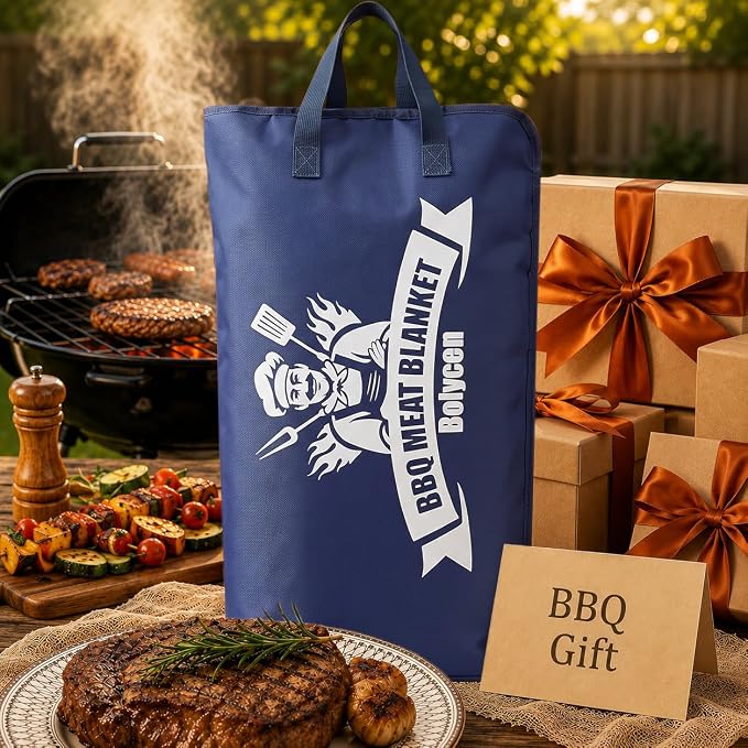 Upgraded BBQ Blanket for Resting Meat -Smoker Accessories Insulated Meat Resting Bag with Wide Mouth for Brisket/Steak/Pork Shoulder/Turkey - BBQ Accessories Grilling Gifts for Men (Blue, 21inch)