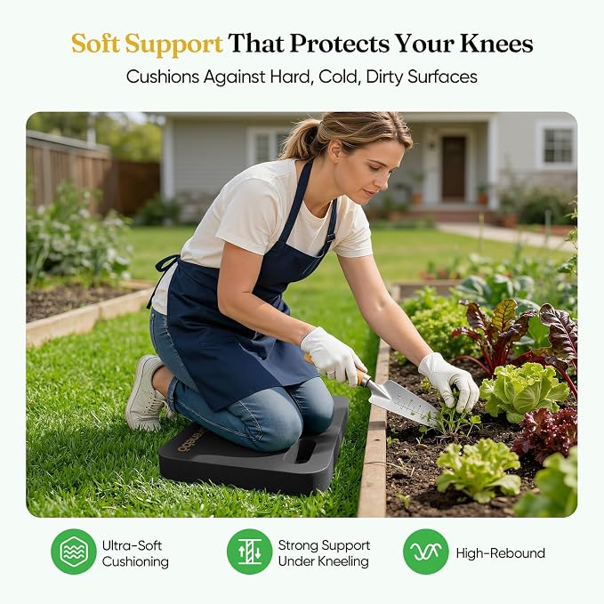 Grenebo 2-Pack Kneeling Pads, Extra Thick, 17.3 x 11 x 1.6 in, Black Purple | Soft NBR Foam Cushion for gardening kneeling pad use, Knee pad support for Gardening, Baby Bathing, Exercise and Work