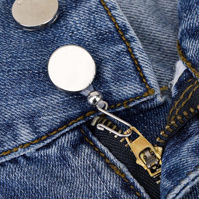 12 Pcs Pants Zipper Holder Upper for Jeans, Zipper Slipping Stopper Keep Zippers up on Pants, Hooks for Jeans Zippers Jean Buttons, Clasps to Keep Pant Up Stop Slipping
