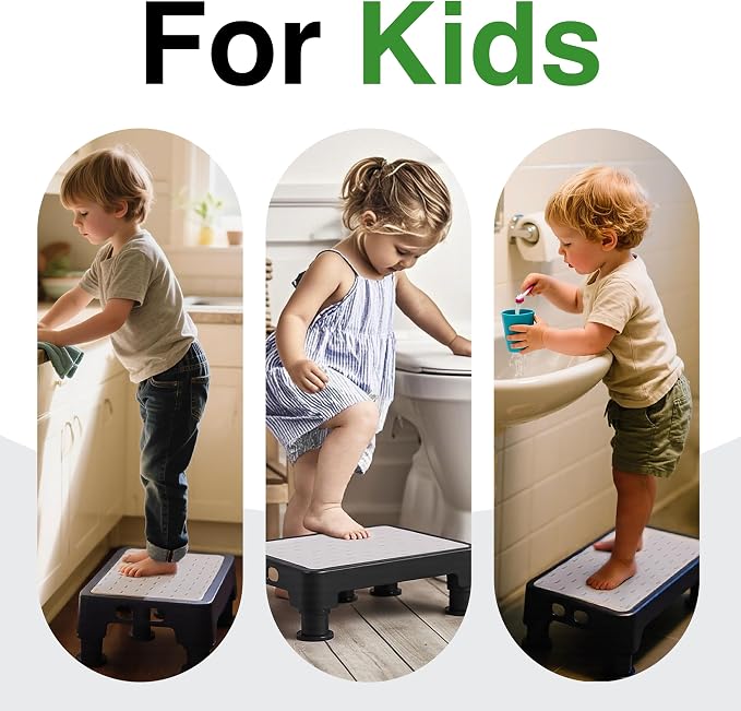 COOL-ANGLE Adjustable Step Stool for High Beds & SUV - Non-Slip Mobility Platform for Seniors, 650lbs Capacity, 3 Heights (3.4"-5.4"), Wide Safety Base for Car & Bath, 16.5"x12.6", Gray