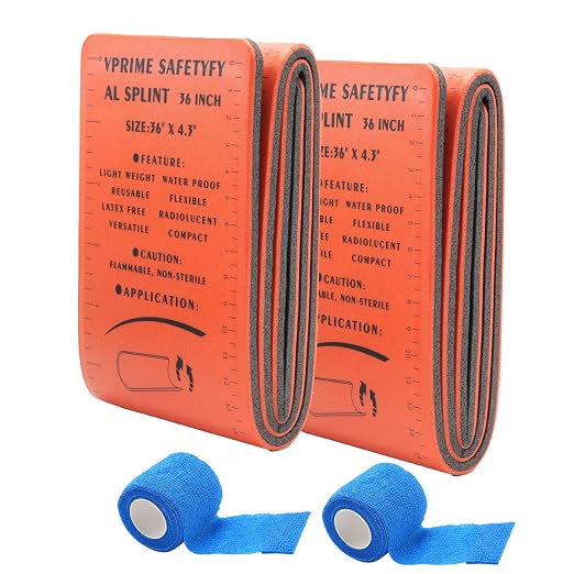 First Aid Splint, 36" Aluminum Waterproof Emergency Splint Kit | Reusable First Aid Kit, Fracture Immobilizer for Sports, Hiking, EMT, Home, Human Limbs & Pet Bone Injuries, 2 Pieces