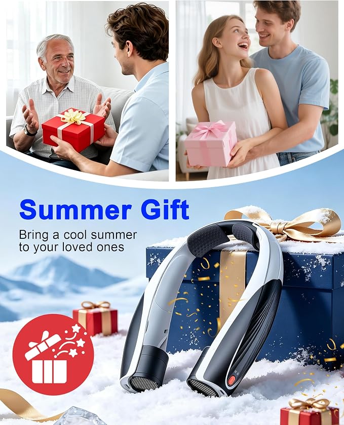 Portable Neck Fan, Max 20H, Rechargeable Personal Fan with 6000mAh Battery, 360° Cooling, 6 Speeds Hands-Free Wearable Fan, Gifts for Men, Women, Travel, World Cup, Outdoor