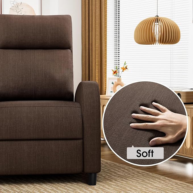 Homall Recliner Chair, Recliner Sofa Fabric for Adults, Brown Recliners | Home Theater Seating with Lumbar Support, Reclining Sofa Chair for Living Room