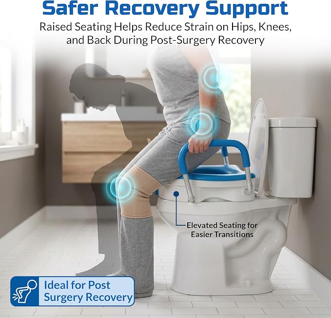 Raised Toilet Seat for Seniors, Elevated Toilet Seat Riser with Padded Seat | Easier, Safer Sit & Stand at the Toilet - padded seat, tool-free assembly