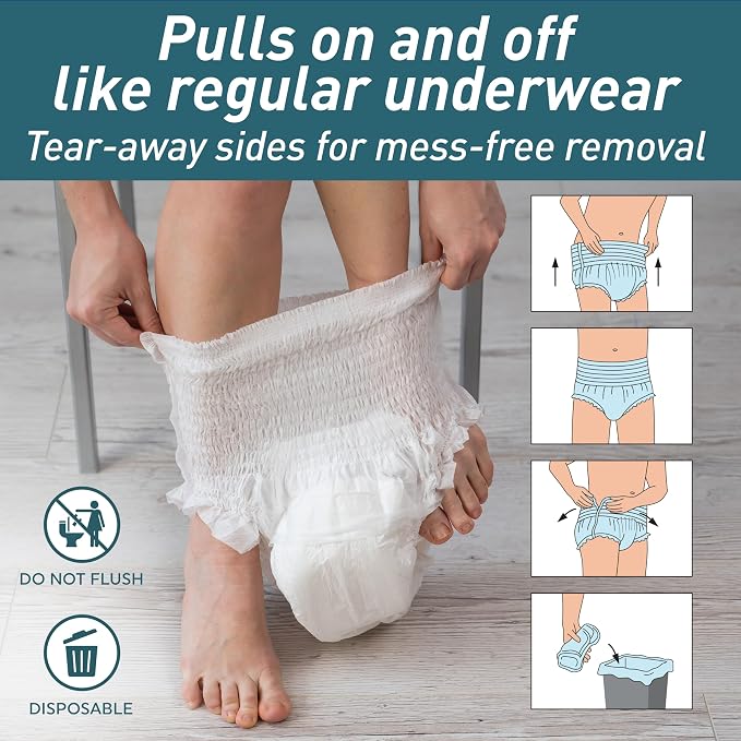 MED PRIDE Disposable Adult Underwear,X-Large (56-68 in),Absorbent,Unisex,14