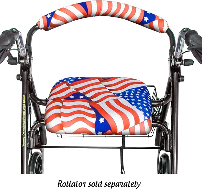 Top Glides Stars & Stripes Universal Rollator Walker Seat and Backrest Covers (Patriotic)