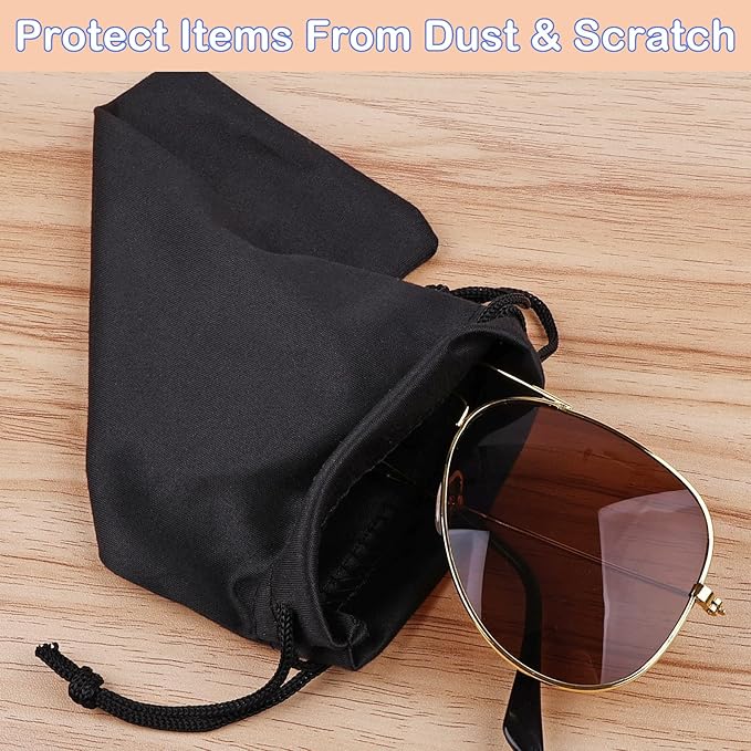 6 Pcs Premium Microfiber Sunglasses Pouch Bag, Glasses Case Soft Multicolor | With 2 Cleaning Cloths, Drawstring Storage Pouch for Phone, Eyeglass Holder, Eyewear