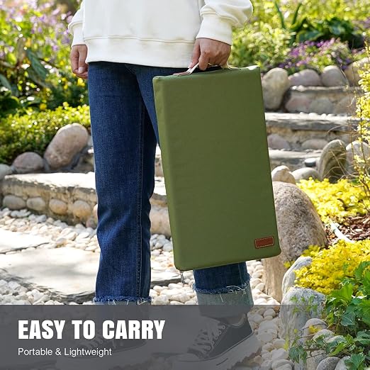 HappyPicnic Extra Thick Kneeling Pad, 1 Pack, Green, 17.5 x 11 x 2in | Soft High-density Foam knee support, with Handle, Easy to Clean, for Gardening, Yoga, Prayer, Housework, Exercise